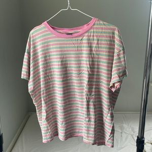 Wild Fable Pink & Green Striped T-Shirt, Medium